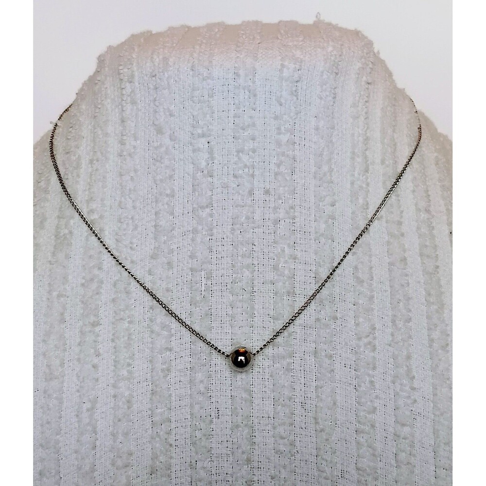 Vintage Dainty Minimalist Silvertone Ball Bead Necklace 17 in